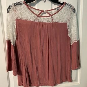 Charlotte Russe Pink 3/4 Sleeve Shirt